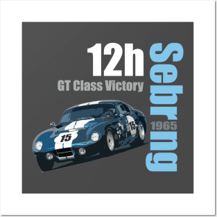 Retro Race Cobra 12 Hours of Sebring 1965 T-Shirt Design Posters and Art